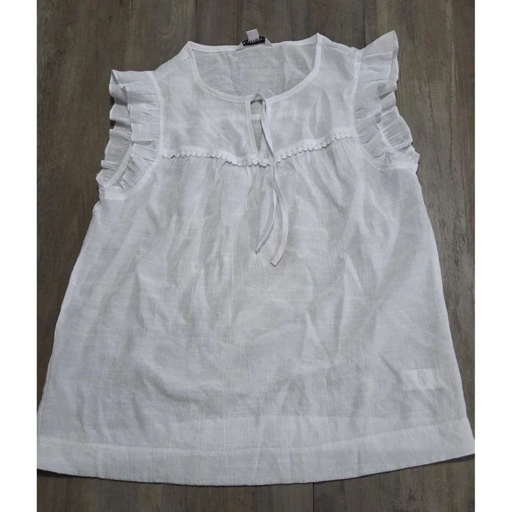 Counterparts White Blouse Tie Front Shirt Youth Girls Large